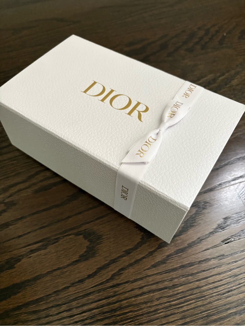 DIOR White Gift Box with Gold Logo and Ribbon NEW
